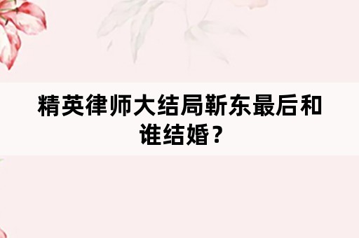 精英律师大结局靳东最后和谁结婚？