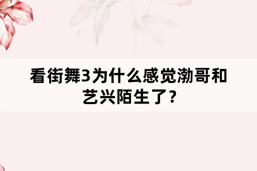 看街舞3为什么感觉渤哥和艺兴陌生了？