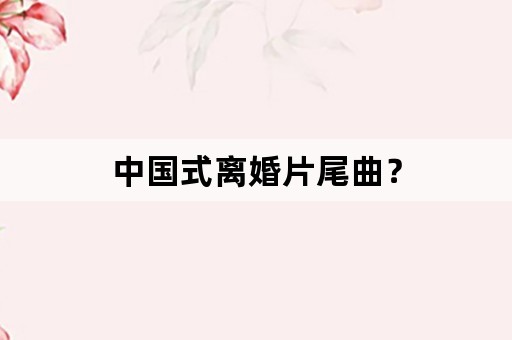 中国式离婚片尾曲？