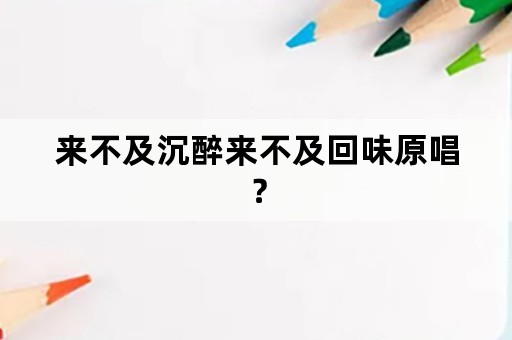 来不及沉醉来不及回味原唱？