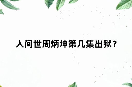 人间世周炳坤第几集出狱？