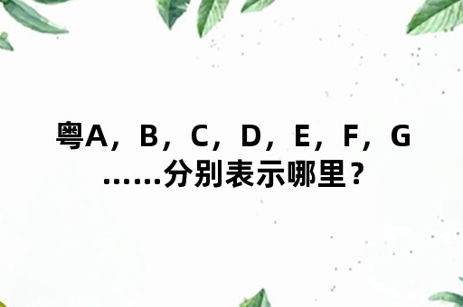 粤A，B，C，D，E，F，G……分别表示哪里？