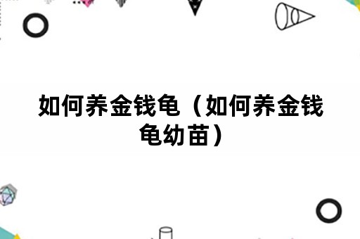 如何养金钱龟（如何养金钱龟幼苗）