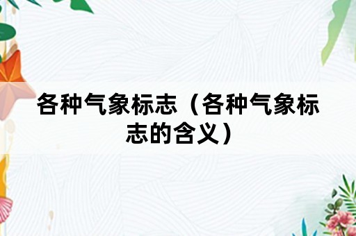 各种气象标志（各种气象标志的含义）