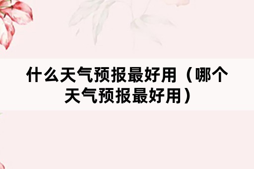 什么天气预报最好用（哪个天气预报最好用）