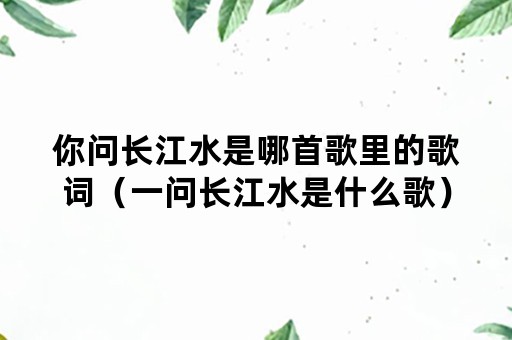 你问长江水是哪首歌里的歌词（一问长江水是什么歌）