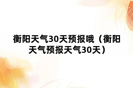 衡阳天气30天预报哦（衡阳天气预报天气30天）