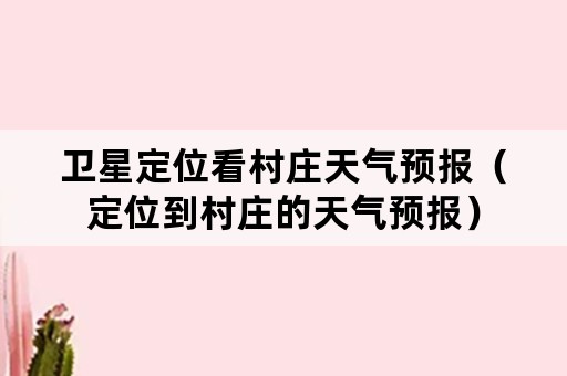 卫星定位看村庄天气预报（定位到村庄的天气预报）