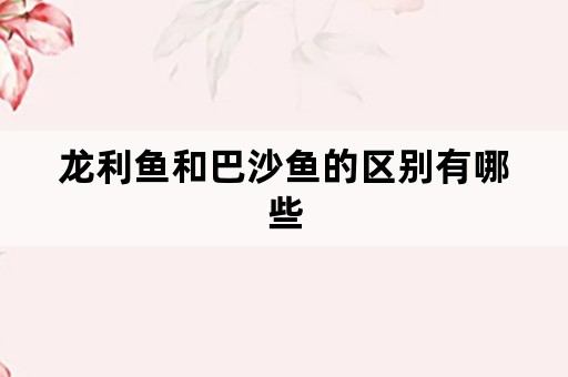 龙利鱼和巴沙鱼的区别有哪些
