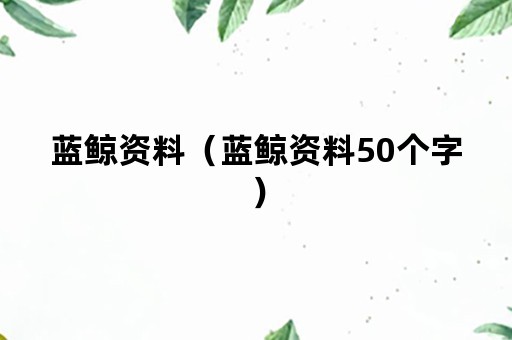 蓝鲸资料（蓝鲸资料50个字）