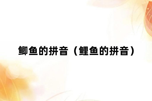鲫鱼的拼音（鲤鱼的拼音）