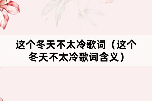 这个冬天不太冷歌词（这个冬天不太冷歌词含义）