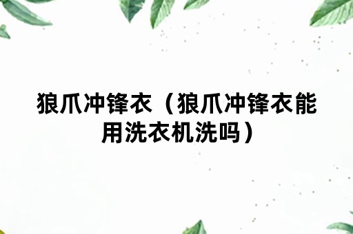 狼爪冲锋衣（狼爪冲锋衣能用洗衣机洗吗）