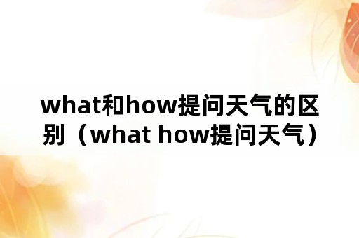 what和how提问天气的区别（what how提问天气）