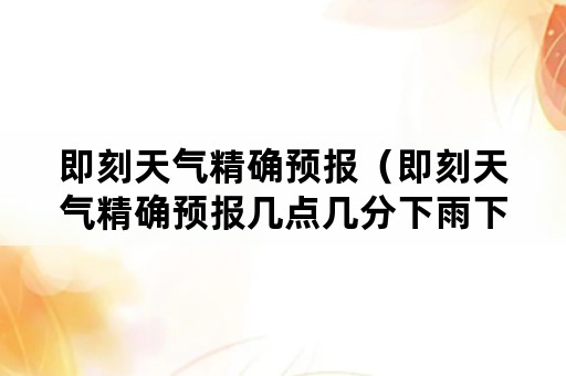 即刻天气精确预报（即刻天气精确预报几点几分下雨下载安装到手机桌面上）