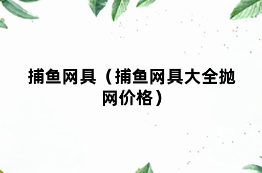 捕鱼网具（捕鱼网具大全抛网价格）