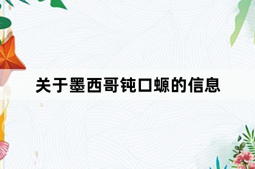 关于墨西哥钝口螈的信息