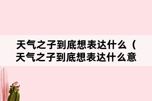 天气之子到底想表达什么（天气之子到底想表达什么意思）