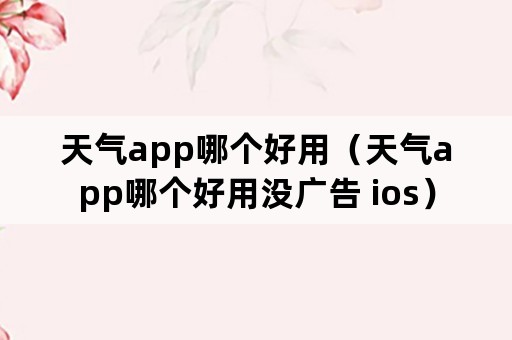 天气app哪个好用（天气app哪个好用没广告 ios）