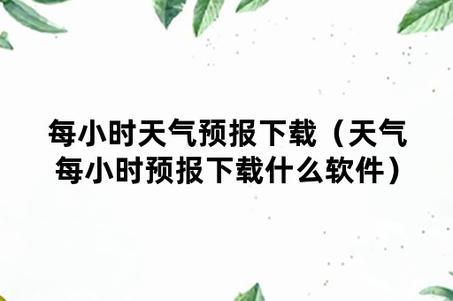 每小时天气预报下载（天气每小时预报下载什么软件）