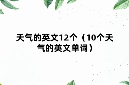 天气的英文12个（10个天气的英文单词）