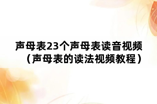 声母表23个声母表读音视频（声母表的读法视频教程）