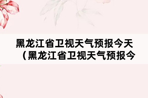 黑龙江省卫视天气预报今天（黑龙江省卫视天气预报今天直播）