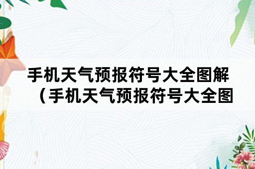 手机天气预报符号大全图解（手机天气预报符号大全图解 特殊符号）