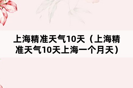 上海精准天气10天（上海精准天气10天上海一个月天）