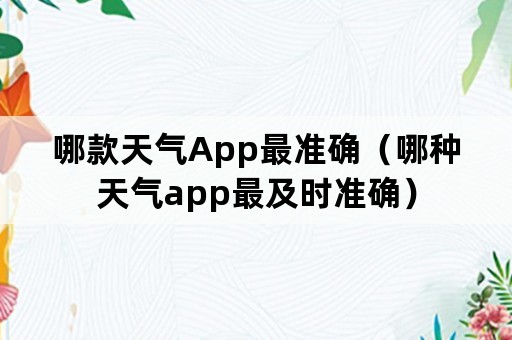 哪款天气App最准确（哪种天气app最及时准确）