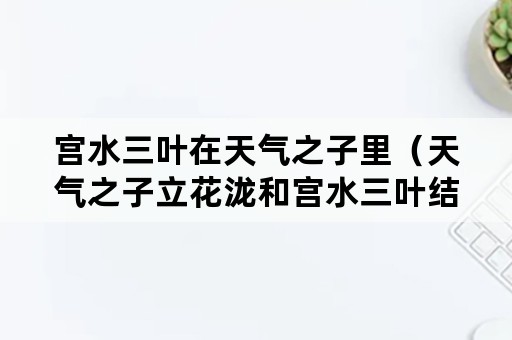 宫水三叶在天气之子里（天气之子立花泷和宫水三叶结婚了吗）
