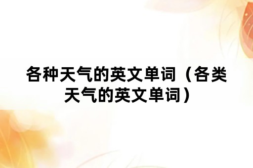 各种天气的英文单词（各类天气的英文单词）