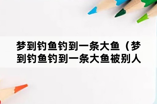 梦到钓鱼钓到一条大鱼（梦到钓鱼钓到一条大鱼被别人放生了）