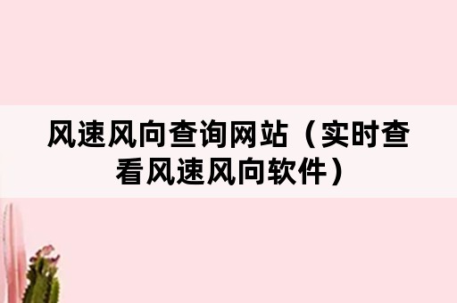 风速风向查询网站（实时查看风速风向软件）