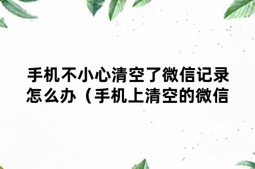 手机不小心清空了微信记录怎么办（手机上清空的微信记录能恢复吗）