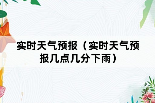 实时天气预报（实时天气预报几点几分下雨）