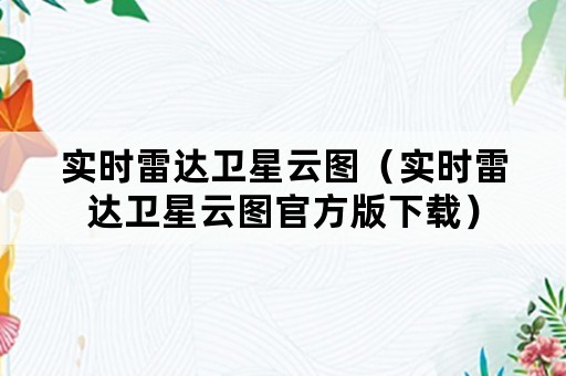 实时雷达卫星云图（实时雷达卫星云图官方版下载）