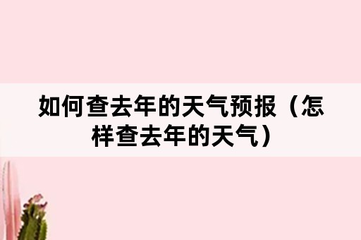 如何查去年的天气预报（怎样查去年的天气）