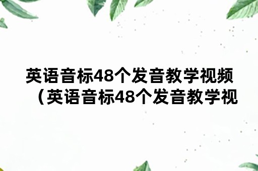 英语音标48个发音教学视频（英语音标48个发音教学视频哔哩哔哩）