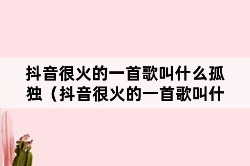 抖音很火的一首歌叫什么孤独（抖音很火的一首歌叫什么孤独在折磨 听一段）