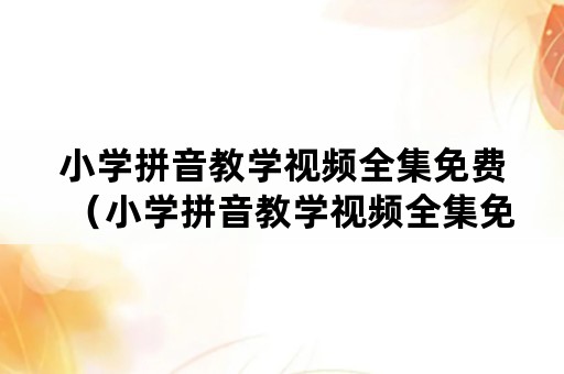 小学拼音教学视频全集免费（小学拼音教学视频全集免费下载）