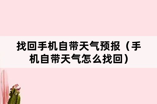 找回手机自带天气预报（手机自带天气怎么找回）