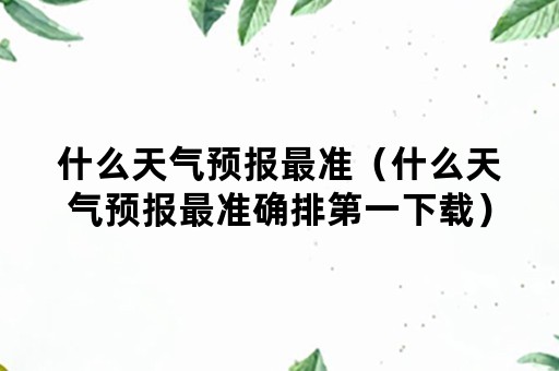 什么天气预报最准（什么天气预报最准确排第一下载）