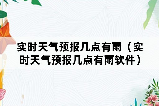 实时天气预报几点有雨（实时天气预报几点有雨软件）