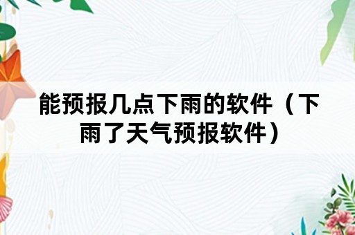 能预报几点下雨的软件（下雨了天气预报软件）