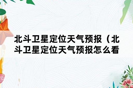 北斗卫星定位天气预报（北斗卫星定位天气预报怎么看）